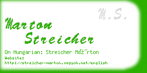 marton streicher business card
